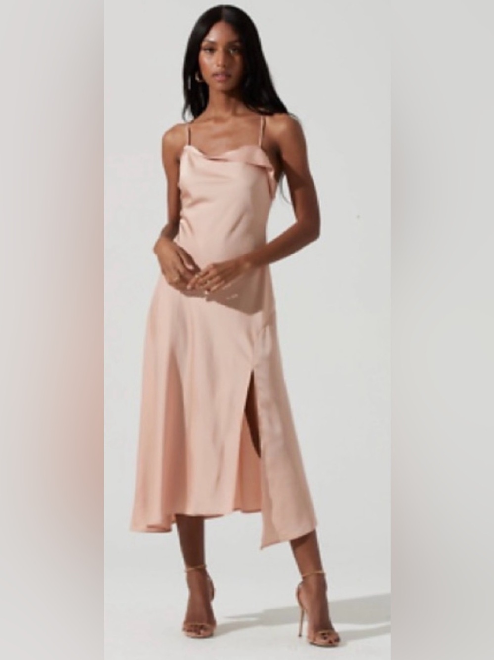 ASTR the label cowl slip midi dress blush size medium